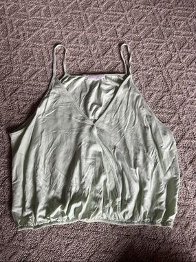 Pastel Sage Wrap-Front Cami with Adjustable Straps